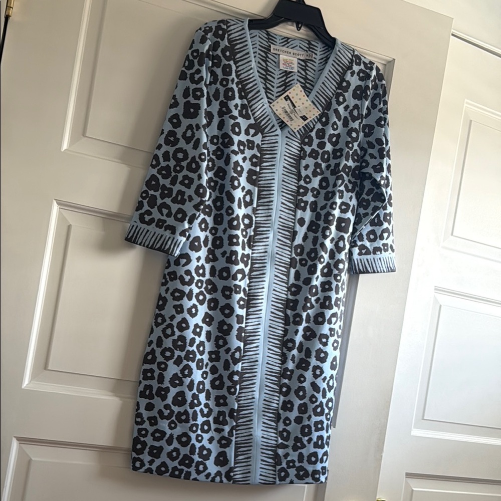 Gretchen Scott Designs Blue and Black Midi Dress